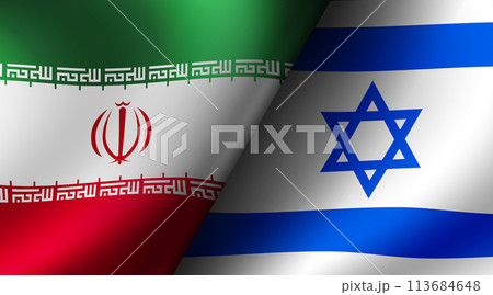 イスラエル vs イラン 対立 / 国旗イラスト 113684648