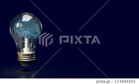 The Brain light bulb for education or creative inspiration concept 3d rendering. 113684835