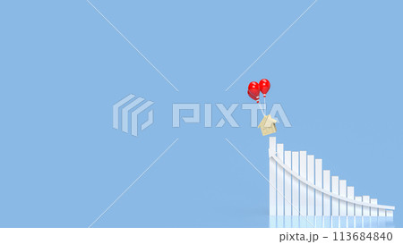 The house wood and balloons for property or building concept 3d rendering. The house wood and balloons for property or building concept 3d rendering. 113684840