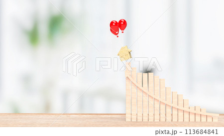 The house wood and balloons  for property or building concept 3d rendering. 113684841