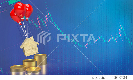 The house wood and balloons  for property or building concept 3d rendering. 113684843