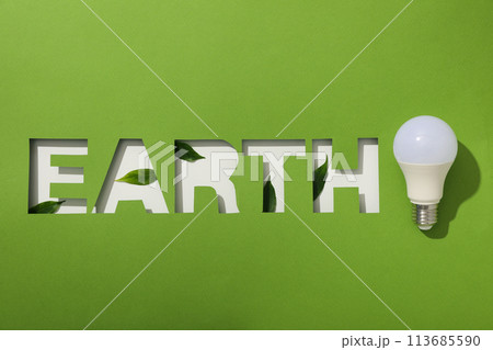 The inscription Earth on a green background 113685590