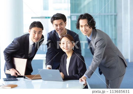 ビジネス　男女　カメラ目線 113685631