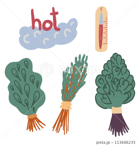 Sauna things set flat design high  113686235