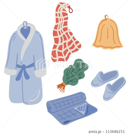 Sauna set bathing clean skin flat design 113686251