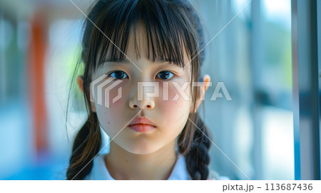 あどけない表情の女子中学生 113687436