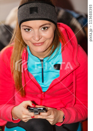 Young woman with cell phone. Young woman with cell phone. 113688393