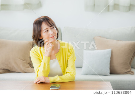 リビングのミドル女性 113688894