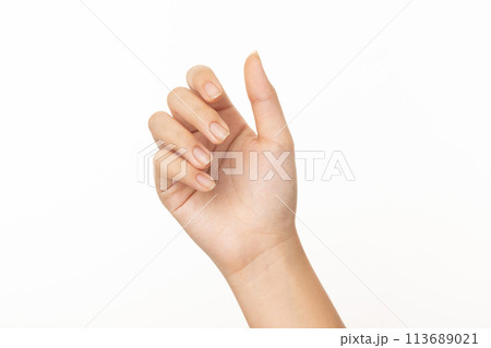 Woman hand isolated on white background 113689021