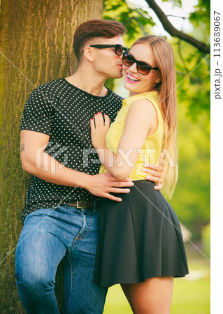 Happy couple in park Happy couple in park 113689067
