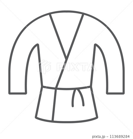 Japanese kimono thin line icon, asian and clothes, japan costume sign, vector graphics, a linear pattern on a white background. 113689284