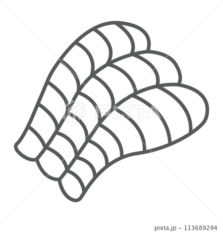 Sashimi thin line icon, asian and food, sushi sign, vector graphics, a linear pattern on a white background. Sashimi thin line icon, asian and food, sushi sign, vector graphics, a linear pattern on a white background. 113689294