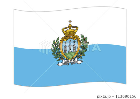 Waving flag of the country San Marino. Vector illustration. 113690156