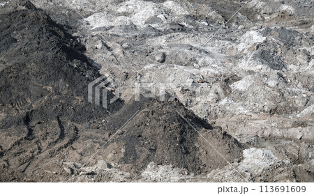 Kiev, Ukraine March 13, 2019:  Foundation zero cycle construction, concrete piles at construction site 113691609