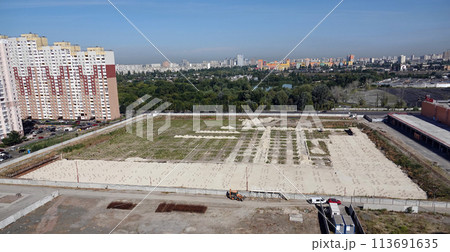 Kyiv, Ukraine July 28, 2020 Construction site of the zero cycle of a large entertainment center in Kyiv Kyiv, Ukraine July 28, 2020 Construction site of the zero cycle of a large entertainment center in Kyiv 113691635