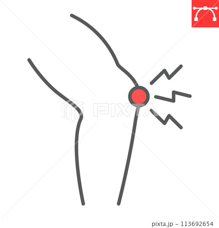 Knee pain line icon Knee pain line icon 113692654