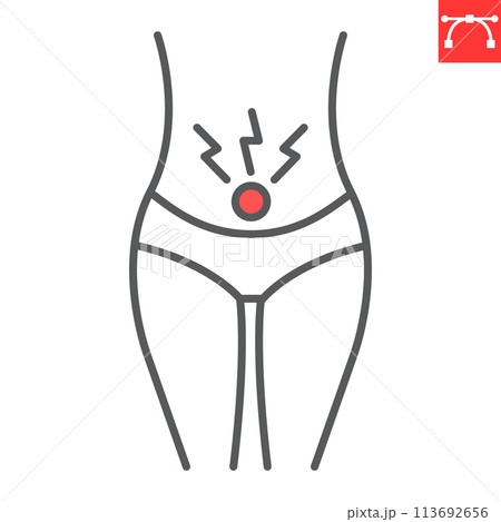 Menstrual cramps line icon Menstrual cramps line icon 113692656