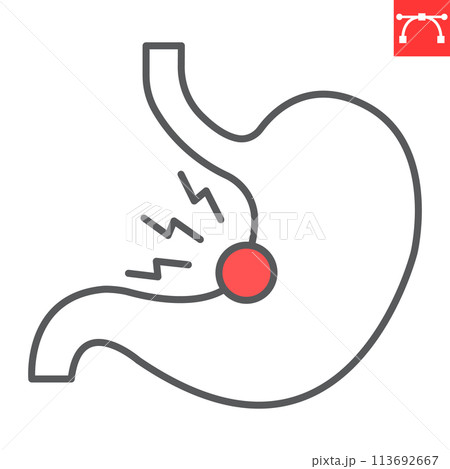 Stomach pain line icon 113692667