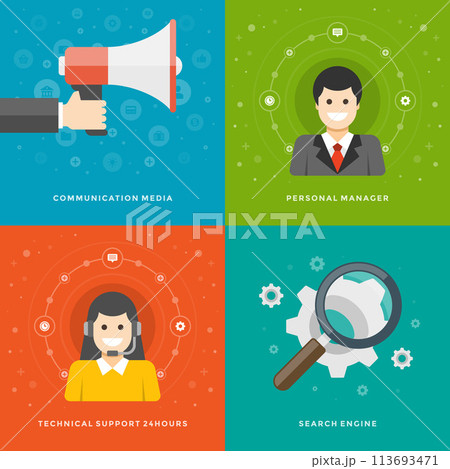 Website Promotion Banners Templates and Flat Icons Design Website Promotion Banners Templates and Flat Icons Design 113693471