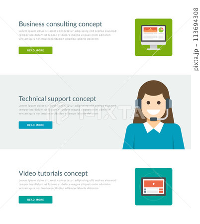 Website Headers or Promotion Banners Templates and Flat Icons Design. 113694308