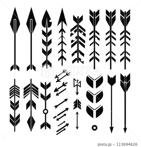 An assortment of arrow graphics in black on a white background An assortment of arrow graphics in black on a white background 113694626