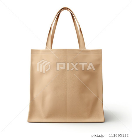 Beige eco fabric bag on white background 113695132