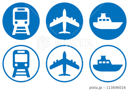乗り物のアイコンセット 青 113696016
