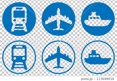乗り物のアイコンセット 青 113696016