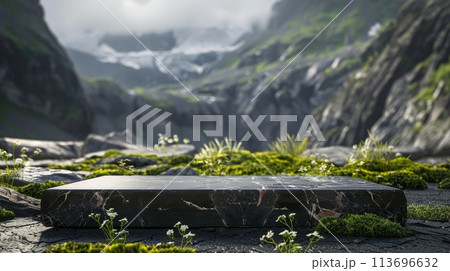 Marble Podium in Mystic Forest or mountains Marble Podium in Mystic Forest or mountains 113696632