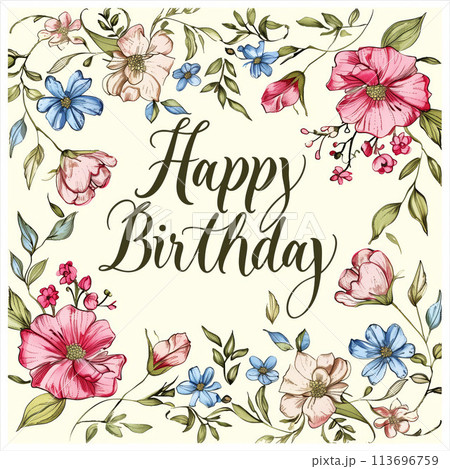 Floral Birthday Symphony Serenading You with Wishes of Joy, Greeting Card 113696759