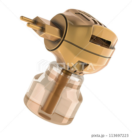 Golden mosquito liquid fumigator, 3D rendering 113697223