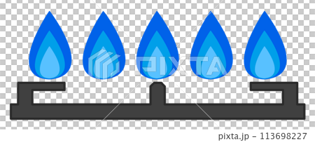 高火力で高温の炎のイラスト 113698227