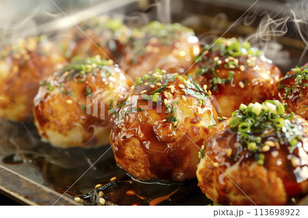たこ焼きのクローズアップ たこ焼きのクローズアップ 113698922