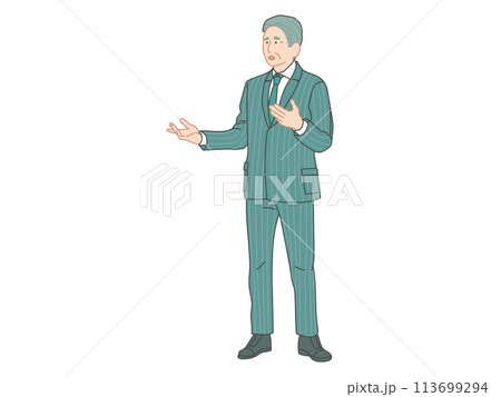 説明をするビジネス風の男性のイメージイラスト素材 説明をするビジネス風の男性のイメージイラスト素材 113699294