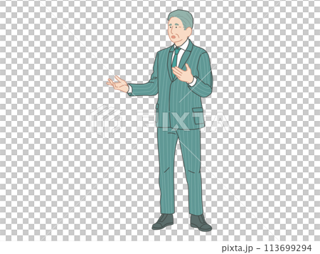 Illustration of a business man giving an explanation 113699294