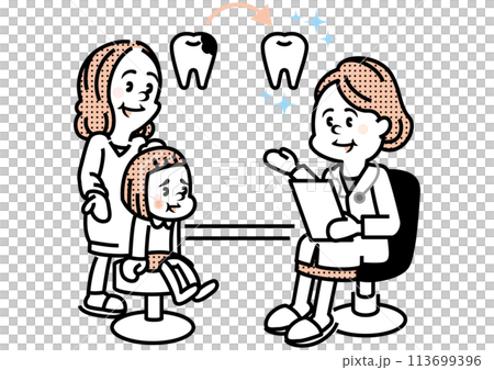 虫歯の診察をしてもらう子供 113699396