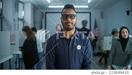 Portrait of African American man, USA elections voter 113699410
