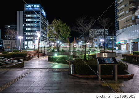 歩道から見た浜松駅周辺の夜景(静岡県) 歩道から見た浜松駅周辺の夜景(静岡県) 113699905