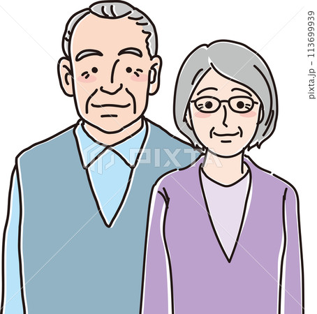 おじいさんとおばあさん_正面向き_上半身 113699939