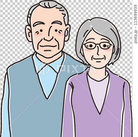 おじいさんとおばあさん_正面向き_上半身 113699939