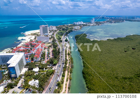 Aerial view of Cancun Hotel Zone, Mexico Aerial view of Cancun Hotel Zone, Mexico 113700108