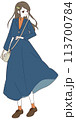 セットアップの洋服を着た女性のイラスト 113700784