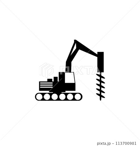 Truck Drilling Flat Vector Icon Truck Drilling Flat Vector Icon 113700981