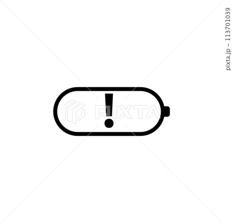 Battery with Exclamation Flat Vector Icon 113701039