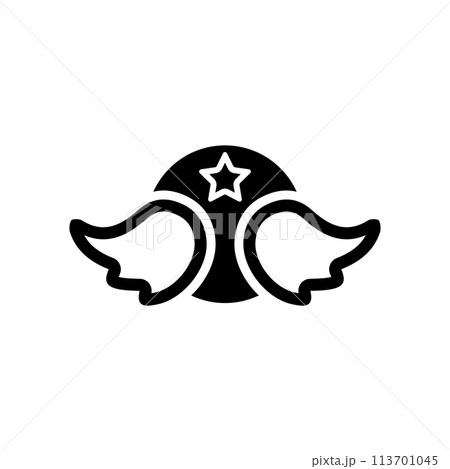 Aviation Military Wings with Star Flat Vector Icon Aviation Military Wings with Star Flat Vector Icon 113701045