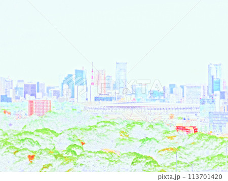 東京の街並み。イラスト風の写真。 東京の街並み。イラスト風の写真。 113701420