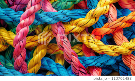 Bound in Unity: Colorful Ropes from Above....のイラスト素材 [113701488] - PIXTA
