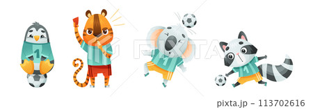 Animal Character Playing Football or Soccer Vector Set Animal Character Playing Football or Soccer Vector Set 113702616