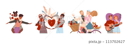 Happy Man and Woman Couples in Love Feel Passion Vector Set Happy Man and Woman Couples in Love Feel Passion Vector Set 113702627