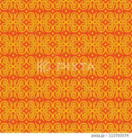 Ornamental seamless pattern vector abstract background orange Ornamental seamless pattern vector abstract background orange 113703574